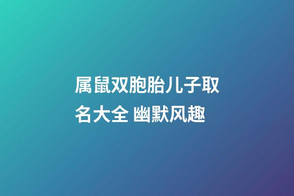 属鼠双胞胎儿子取名大全 幽默风趣